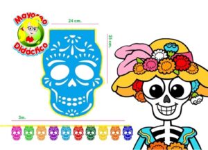 0433 *Enramada d/Papel CALAVERA de Colores JUMBO* (25x30 cm.) 3 m. - Imagen 2