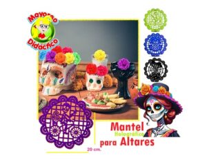 4346 *Mantel Redondo Holográfico Día de Muertos* (20 cm.) INDIVIDUAL - Imagen 2