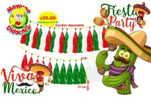 4350 *Festón d/Papel Verde, Blanco y Rojo* (12×35 cm.) 15 Pcs.+Cordón. - Imagen 2