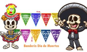 4425 *Banderín de PAPEL Día de Muertos* (18 cm.) 4 m. - Imagen 2