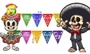 4425-10 *10 Banderines de PAPEL Día de Muertos* (18 cm.) 4 m. - Imagen 2