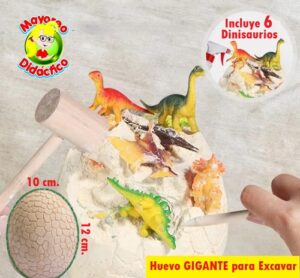 1594 *Huevo de EXCAVACIÓN GIGANTE* (10x12 cm.) 6 Dinos+3 Herramientas+Huevo. - Imagen 4