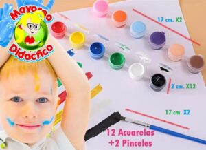 4439-20 *PAQUETE con 20 Sets de 12 Acuarelas +2 Pinceles* (17x3 cm.) - Imagen 2