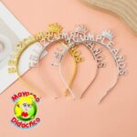 4447 *Diadema FELIZ CUMPLEAÑOS* (16.8x23 cm.) Playa/Oro INDIVIDUAL - Imagen 5