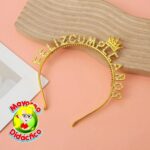 4447 *Diadema FELIZ CUMPLEAÑOS* (16.8x23 cm.) Playa/Oro INDIVIDUAL - Imagen 4