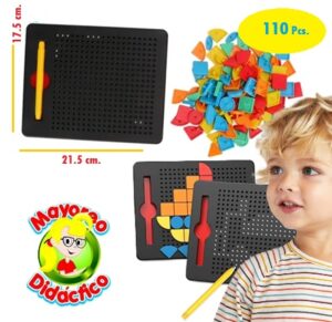 6466 *Tablero Magnético de Construcción y Dibujo* (23x18 cm.) +380 Cuentas Magnéticas +110 Encajes Geométricos - Imagen 3