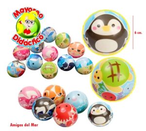 PCF-12  *PAQUETE c/12 Pelotas de Esponja MEDIANAS* (6 cm.) AMIGOS DEL MAR - Imagen 2