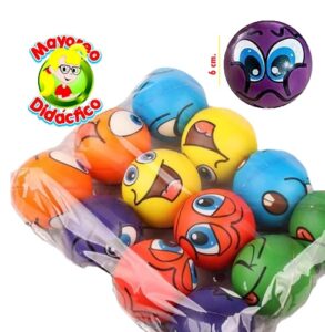 PCF-12  *PAQUETE c/12 Pelotas de Esponja MEDIANAS* (6 cm.) EMOCIONES DE COLORES - Imagen 2