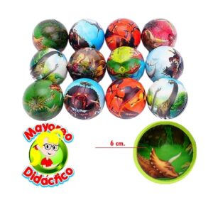 PCF-12  *PAQUETE c/12 Pelotas de Esponja MEDIANAS* (6 cm.) DINOSAURIOS - Imagen 2
