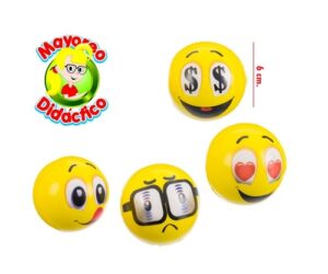 PCF-12  *PAQUETE c/12 Pelotas de Esponja MEDIANAS* (6 cm.) EXPRESIONES AMARILLAS - Imagen 2