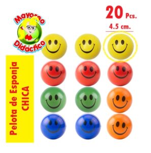 PCFCH-20 *PAQUETE c/20 Pelotas de Esponja CHICAS* (4.5 cm.) SONRISAS DE COLORES - Imagen 2