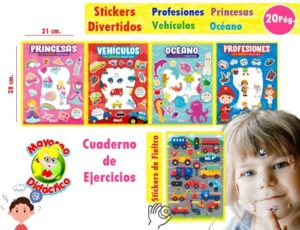 1450 *Stickers Divertidos Cuaderno de Ejercicios* (21x28 cm.) 20 Pág. 4 Diferentes. - Imagen 2