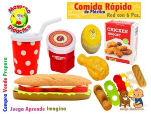 2216-1 *COMIDA RÁPIDA de Plástico en Red* 20 cm.6Pcs. - Imagen 2