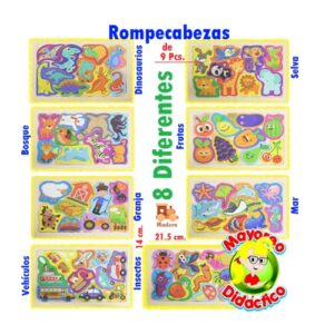 5010 *Rompecabezas Siluetas de Colores* (21.5x14 cm.) 9 Pcs. Madera. 8 Diferentes. - Imagen 2