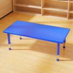 2306 *Mesa Rectangular AZUL Cubierta d/Madera Altura Ajustable Reforzada c/Acero* (180x60x 48 a 60 cm.)