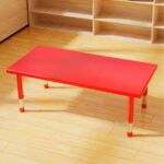 2306 *Mesa Rectangular ROJA Cubierta d/Madera Altura Ajustable Reforzada c/Acero* (180x60x 48 a 60 cm.)