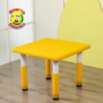 2603 *Mesa Cuadrada Cubierta d/Madera AMARILLA* (60x60x 48 a 60 cm.) Altura Adaptable