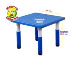 2603 *Mesa Cuadrada Cubierta d/Madera AZUL* (60x60x 48 a 60 cm.) Altura Adaptable - Imagen 3