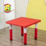 2603 *Mesa Cuadrada Cubierta d/Madera ROJA* (60x60x 48 a 60 cm.) Altura Adaptable