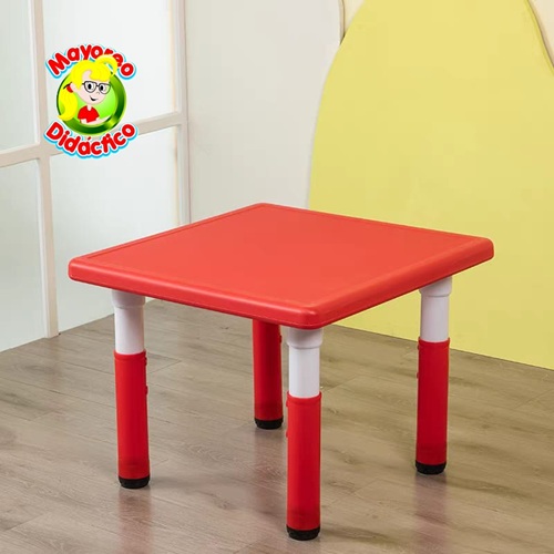 2603-ROJO-PORTADA 2603 *Mesa Cuadrada Cubierta d/Madera ROJA* (60x60x 48 a 60 cm.) Altura Adaptable - Imagen 1