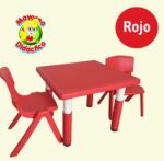 2603 *Mesa Cuadrada Cubierta d/Madera ROJA* (60x60x 48 a 60 cm.) Altura Adaptable - Imagen 5