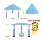 3002 *Mesa Triangular AZUL Cubierta d/Madera Altura Ajustable* (60x 48 a 60 cm.) - Imagen 6