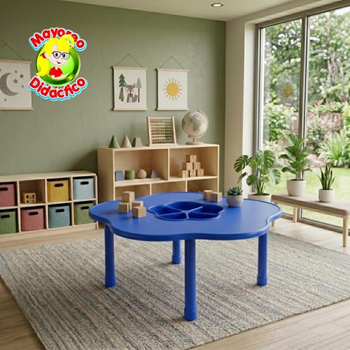 4706-AZUL-PORTADA 4706 *Mesa Juguetera AZUL Cubierta d/Madera Altura Ajustable Reforzada c/Acero* 100x 48 a 60 cm.) - Imagen 1
