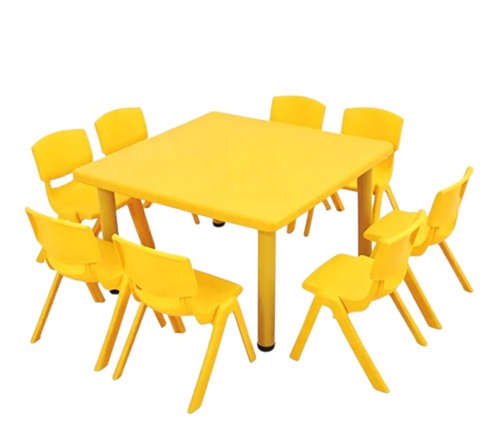 7601-AMARILLA-PORTADA 7601 *Mesa Cuadrada AMARILLA p/8 Niños Altura Ajustable Reforzada c/Acero* (88x88x 48 a 60 cm.) - Imagen 1