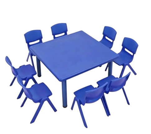 7601-AZUL-PORTADA 7601 *Mesa Cuadrada AZUL p/8 Niños Altura Ajustable Reforzada c/Acero* (88x88x 48 a 60 cm.) - Imagen 1