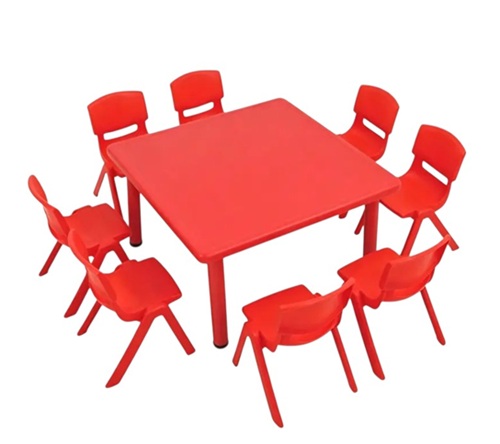 7601-ROJA-PORTADA 7601 *Mesa Cuadrada ROJA p/8 Niños Altura Ajustable Reforzada c/Acero* (88x88x 48 a 60 cm.) - Imagen 1