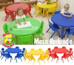 8001 *Mesa Redonda AMARILLA* (75 x50cm.) Plástico y Acero. - Imagen 2